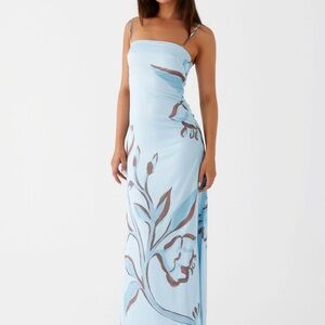 Peppermayo Light Blue Artistic Maxi Dress